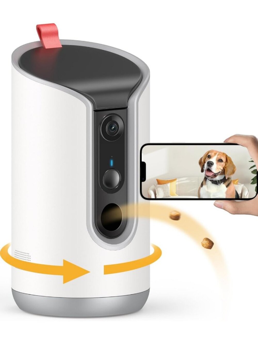 2K Pet Camera Treat Dispenser - 360° View, 2-Way Talk, WiFi, Motion Alerts